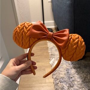 Orange Braided Disney Ear Headband with Bow Pumpkin Pie